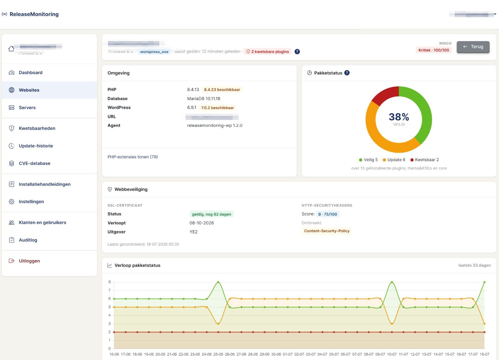 Site detail with package status